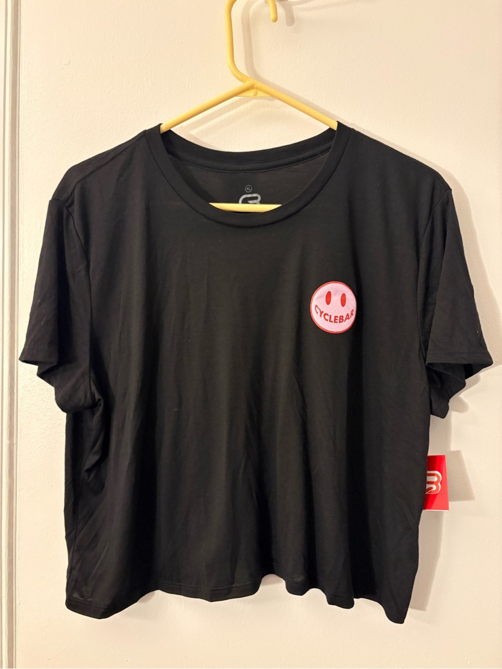 CycleBar Black Tee with Small Pink Accent